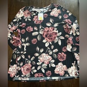 Lularoe long sleeve Elizabeth tunic black w/ floral NWT Size 3XL